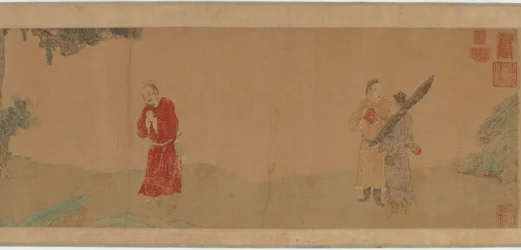 Kaiser Shi Le verehrt einen buddhistischen Mönch