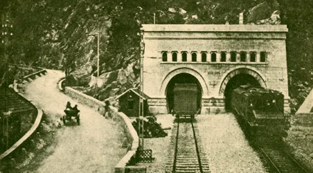 Eingang des Simplontunnels, 12,12 Meilen lang, verbindet die Schweiz und Italien, um 1930