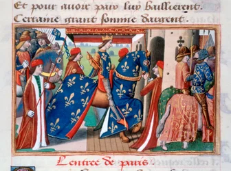 Einzug von Karl VII. in die Stadt Paris, 12. November 1437, um 1484