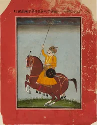 Reiterporträt von Maharaja Zorawar Singh von Bikaner, 1835-1840