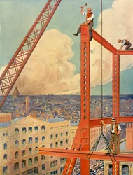 Errichtung der Träger eines riesigen neuen Ladens, ca. 1930