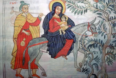 Äthiopische Illustration der Flucht nach Ägypten, 1664