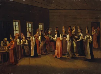 Hochzeitsvorabend in einem Kaufmannshaus, erstes Viertel des 19. Jahrhunderts