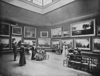 Ausstellung von William Turners Gemälden in der National Gallery, London, um 1903