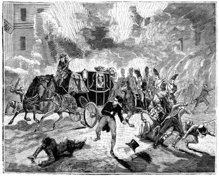 Explosion in der Rue de la Loi, Paris, Frankreich, 24. Dezember 1800 1882-1884