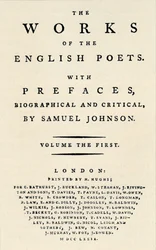 Faksimile-Titelseite der ersten Ausgabe von The Works of the English Poets, enthaltend Johnsons