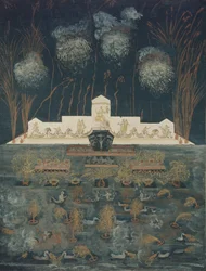 Feuerwerk und Illumination anlässlich des Friedens von Åbo am 15. September 1743, Mitte des 18. Jahrhunderts