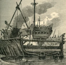 Schwimmendes Dock, Deptford 1820, um 1878