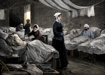 Florence Nightingale im Barackenkrankenhaus in Scutari, um 1880