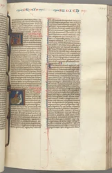Fol. 194r, Judith, historiierte Initiale A, Judith enthauptet Holofernes, um 1275-1300