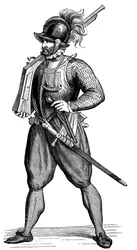Fußsoldat mit einer Hakenbüchse, 1590