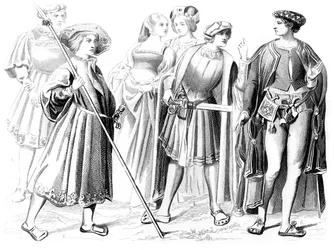 Französische Adlige und Frauen, ein Yeoman der Garde und ein Gentleman, 15. Jahrhundert, 1849