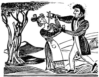 Französischer populärer Holzschnitt zur Illustration von Morden, ca. 1840, 1964.