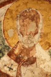 Fresko in der Krypta Santi Stefani (St. Stephan), Poggiardo, Apulien, Poggiardo, Italien