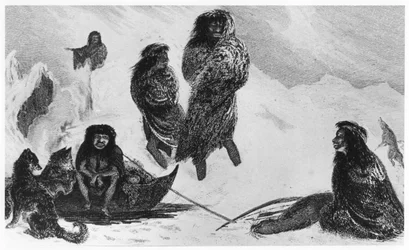 Feuerländer auf dem Weg zum Handel mit den Patagoniern, 1839