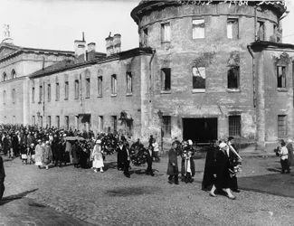 Trauerzug des Dichters Alexander Blok, Petrograd, Russland, 10. August 1921