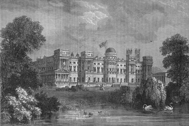 Gartenseite des Buckingham Palace, Westminster, London, ca. 1875-1878