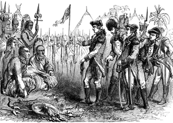 General Burgoyne spricht zu den Indianern