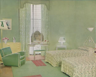 Grün-weißes Farbschema für ein Schlafzimmer