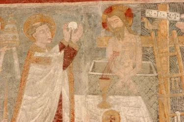 Gressan Magdalena romanische Kirche Fresko, Gressan, Italien