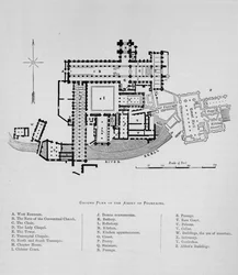 Grundriss der Abtei von Fountains, Fountains Abbey, 1897