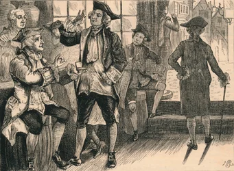 Gruppe im Hardhams Tabakladen, ca. 1880