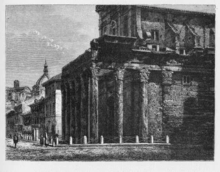 Geschichte des antiken Roms. Tempel des Antoninus und der Faustina ist ein antiker römischer Tempel in Rom, der zur Kirche San Lorenzo in Miranda umgebaut wurde.