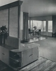 Haus in Pomona, Kalifornien... Blick über das Wohnzimmer, 1942
