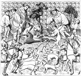 Wie man einen Hirsch häutet, 15. Jahrhundert, 1849