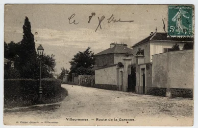 Ile de France, Val de Marne (94), Villecresnes: Route de la Garenne - Postkarte datiert 1909