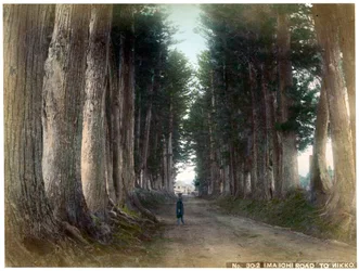 Imaichi-Straße in Nikko, Japan, frühes 20. Jahrhundert
