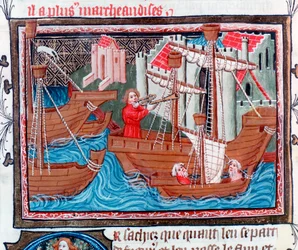 Indische Segelschiffe beschrieben von Marco Polo, 15. Jahrhundert