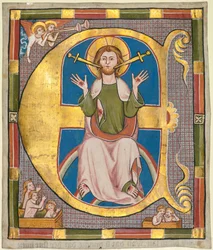 Initiale E aus einem städtischen Gesetzbuch: Das Jüngste Gericht, ca. 1330
