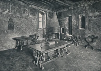 Innenansicht, Palazzo Davanzati - Mit spätflorentinischem Tisch aus dem 16. Jahrhundert