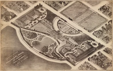 Isometrische Ansicht des Präsidentenhauses, der umliegenden öffentlichen Gebäude und Privatresidenzen: [Washington D.C.]