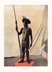 Jauapiry-Indianer mit Waffen, Brasilien, 19. Jahrhundert