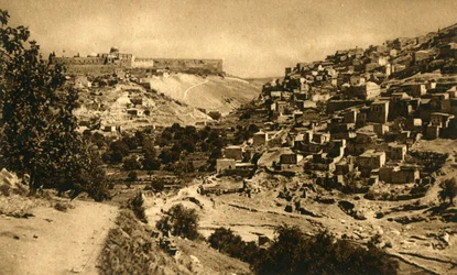 Jerusalem - Tal von Kidron, Siloam und Stadtmauer, ca. 1918-1939