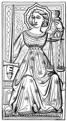 Gerechtigkeit, Tarotkarte, 14. Jahrhundert, 1870