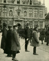 König Georg V. in Furnes, Belgien, Erster Weltkrieg, 4. Dezember 1914