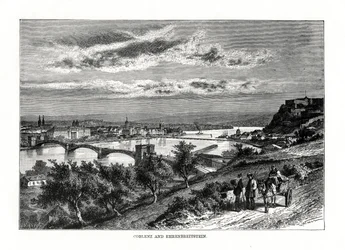 Koblenz und Festung Ehrenbreitstein, Deutschland, 1879