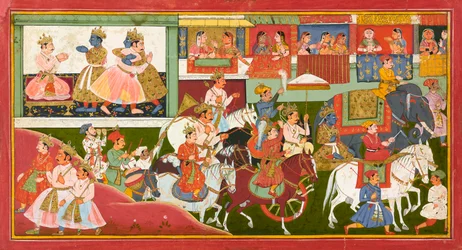 Krishna verabschiedet sich, Folio aus einem Bhagavata Purana