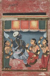 Krishna mit Radha und zwei Begleitern recto, Jagannath, Subhadra und Balarama verso, 18. Jahrhundert