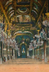 Die Opéra Garnier - das Foyer, Paris, um 1920