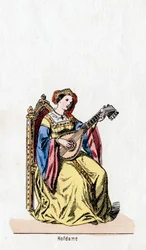 Hofdame, Kostümentwurf für Shakespeares Stück Heinrich VIII, 19. Jahrhundert
