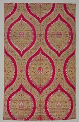 Lampas mit floralen Medaillons im ogivalen Gitter, 1550-1575