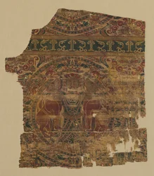 Lampas mit Löwenstrangler, von einer Dalmatik des Heiligen Bernhard Calvo, 1200-1243