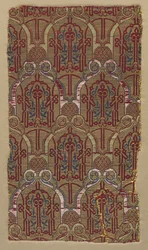 Lampas mit Palmettenbögen mit Alhambra-Wandmuster, 1300er Jahre