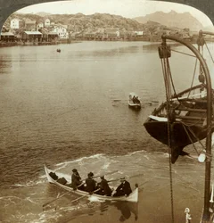 Landung von einem Dampfer im arktischen Land, Svolvaer, Lofoten-Inseln, N. Norwegen, um 1905