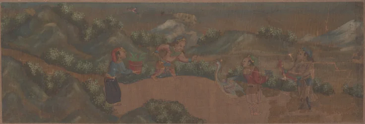 Landschaftsgemälde einer Figur in einer Waldlandschaft