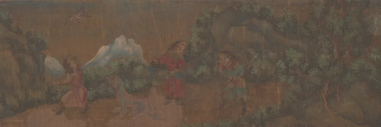 Landschaftsgemälde einer Figur in einer Waldlandschaft